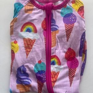 Little Sleepies Pink Ice Cream Zippy • EUC